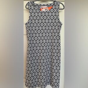 Size XL Jude Connally Navy and White Chain Patterned Dress